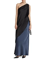 One-Shoulder Colorblock Gown