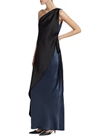 One-Shoulder Colorblock Gown