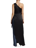 One-Shoulder Colorblock Gown