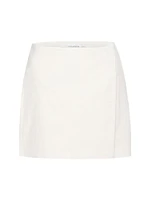 Cotton-Blend Mini Wrap Skirt