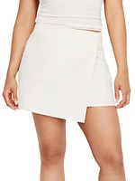 Cotton-Blend Mini Wrap Skirt