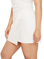 Cotton-Blend Mini Wrap Skirt