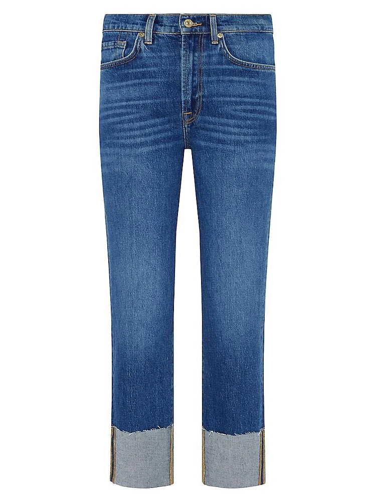 Logan Stovepipe High-Rise Cuffed Straight-Leg Jeans