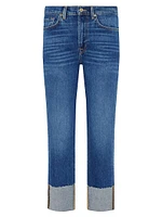 Logan Stovepipe High-Rise Cuffed Straight-Leg Jeans