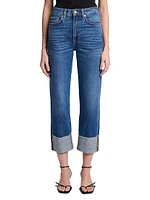 Logan Stovepipe High-Rise Cuffed Straight-Leg Jeans