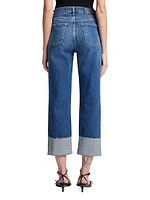 Logan Stovepipe High-Rise Cuffed Straight-Leg Jeans