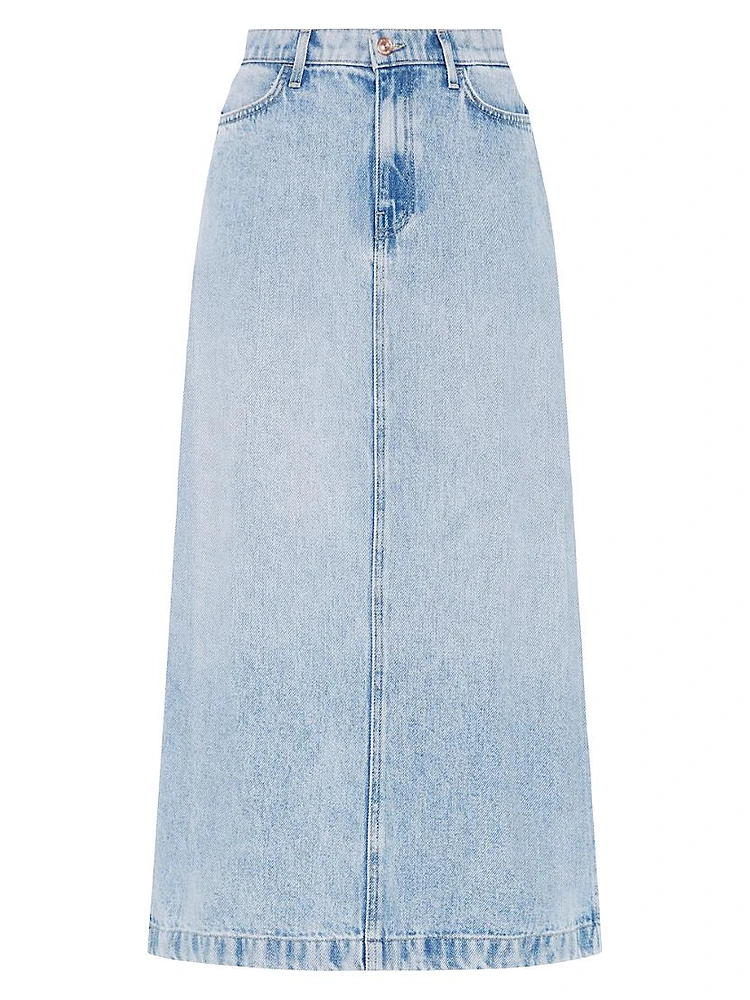 Denim Relaxed-Fit Midi Skirt