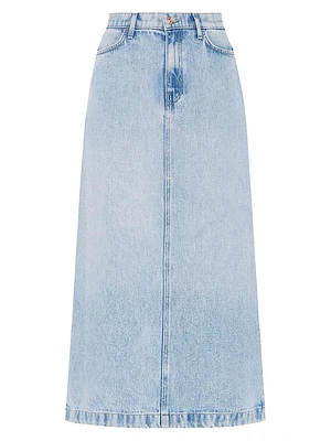 Denim Relaxed-Fit Midi Skirt