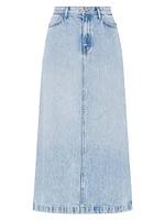 Denim Relaxed-Fit Midi Skirt