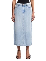 Denim Relaxed-Fit Midi Skirt