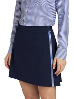 Striped Pleat-Back Skort