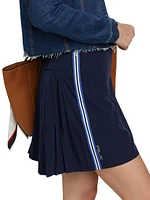 Striped Pleat-Back Skort