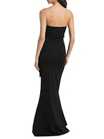 Kalos Sugar Strapless Drape Column Gown