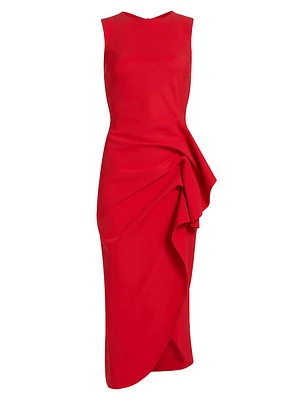 Wang Ruffle Cocktail Midi-Dress