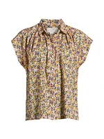 Della Floral Cotton Button-Front Shirt