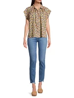 Della Floral Cotton Button-Front Shirt