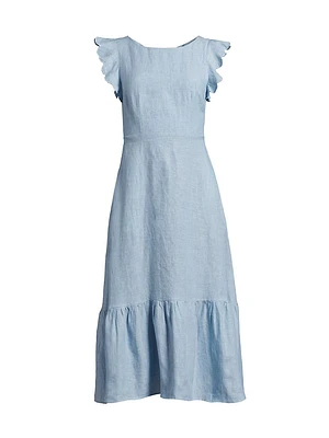 Rosa Linen Tie-Back Midi-Dress