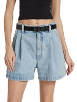 Becker Pleated Denim Shorts