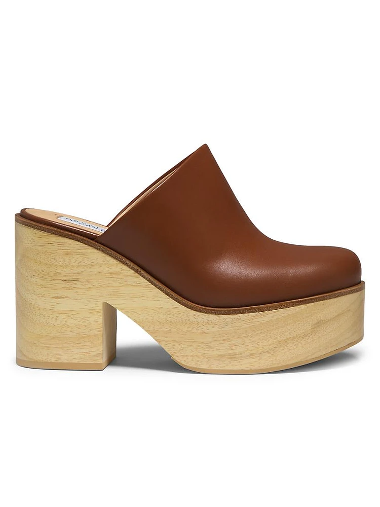 Blake Wooden-Heel Leather Mules