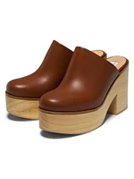 Blake Wooden-Heel Leather Mules