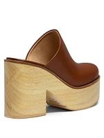 Blake Wooden-Heel Leather Mules