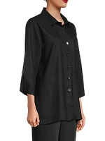 Plus Breezy Linen-Blend Tunic Shirt