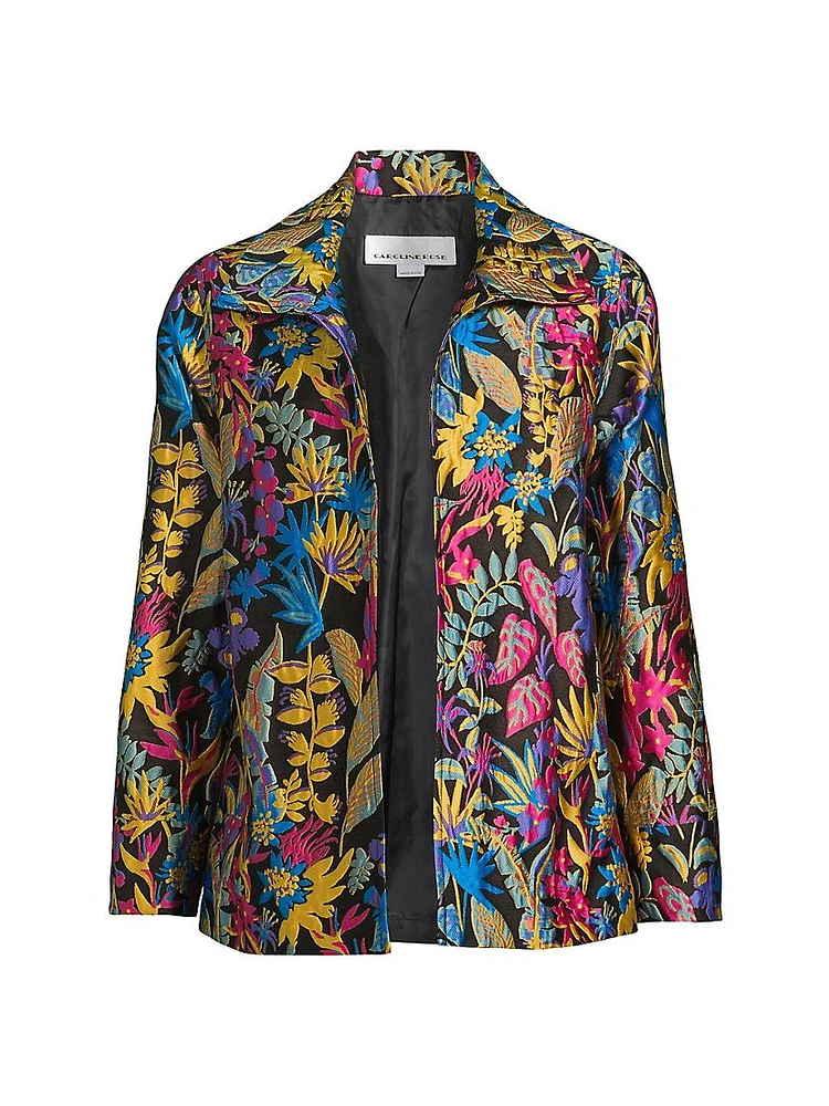 Plus Floral Jacquard Easy Jacket