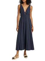 Stephanie Cotton-Blend Sleeveless Midi-Dress