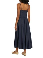 Stephanie Cotton-Blend Sleeveless Midi-Dress