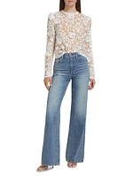 Alana Floral-Embroidered Tulle Top