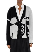 Intarsia-Knit Cashmere V-Neck Cardigan