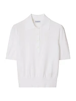 Cotton-Blend Knit Polo Top