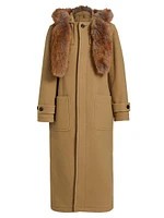 Faux Fur Trim Wool Duffle Coat