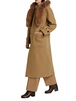 Faux Fur Trim Wool Duffle Coat