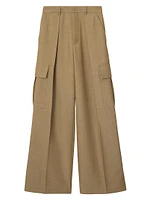 Wide-Leg Wool Cargo Pants