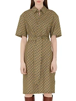 Check Cotton Belted Shirtdress