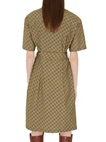 Check Cotton Belted Shirtdress