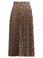 Check Wool-Blend Pleated Midi-Skirt