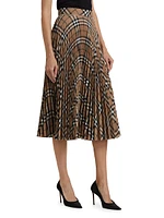 Check Wool-Blend Pleated Midi-Skirt