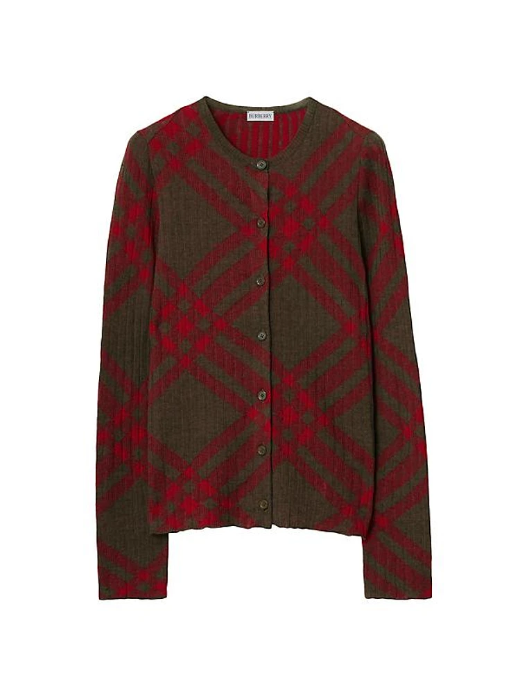 Check Mohair-Blend Cardigan