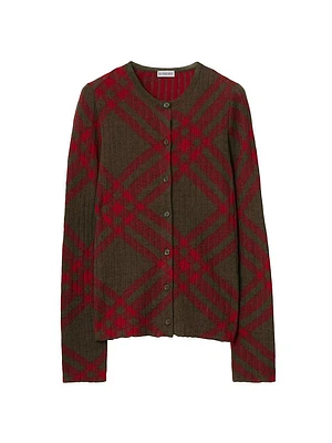 Check Mohair-Blend Cardigan