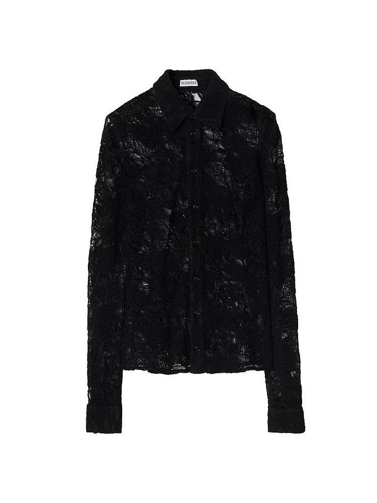 Lace Wool-Blend Slim-Fit Shirt