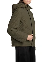 Relaxed Diamond-Quilt Faux-Fur-Trim Jacket