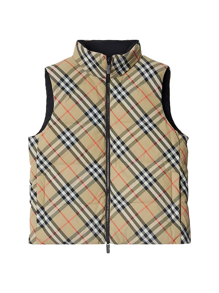 Reversible Plaid Down Vest