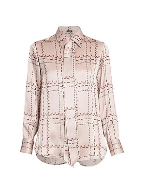Geometric Silk Tie Shirt