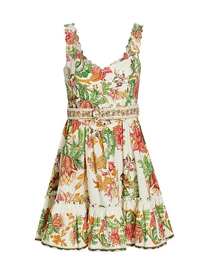 Floral Cotton Poplin Sleeveless Minidress