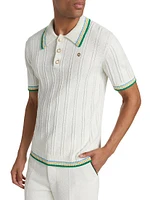 Bouclé Cotton-Blend Rib-Knit Polo Shirt