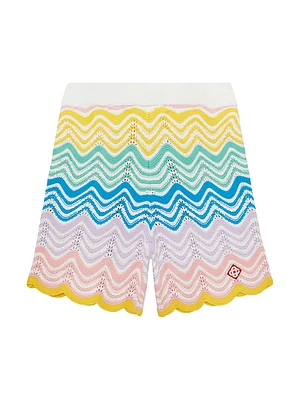 Gradient Wave Cotton Knit Shorts