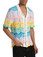 Gradient Wave Cotton Camp Shirt