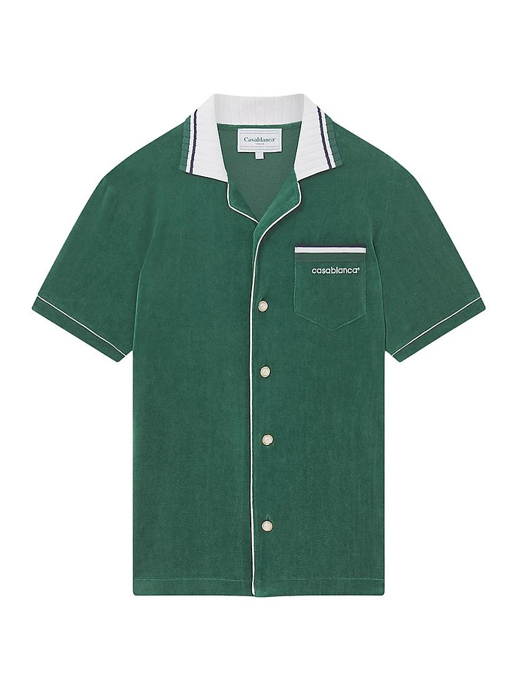 Cotton-Blend Velour Short-Sleeve Shirt